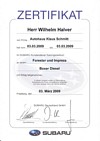 SUBARU Zertifikat Willi Halver